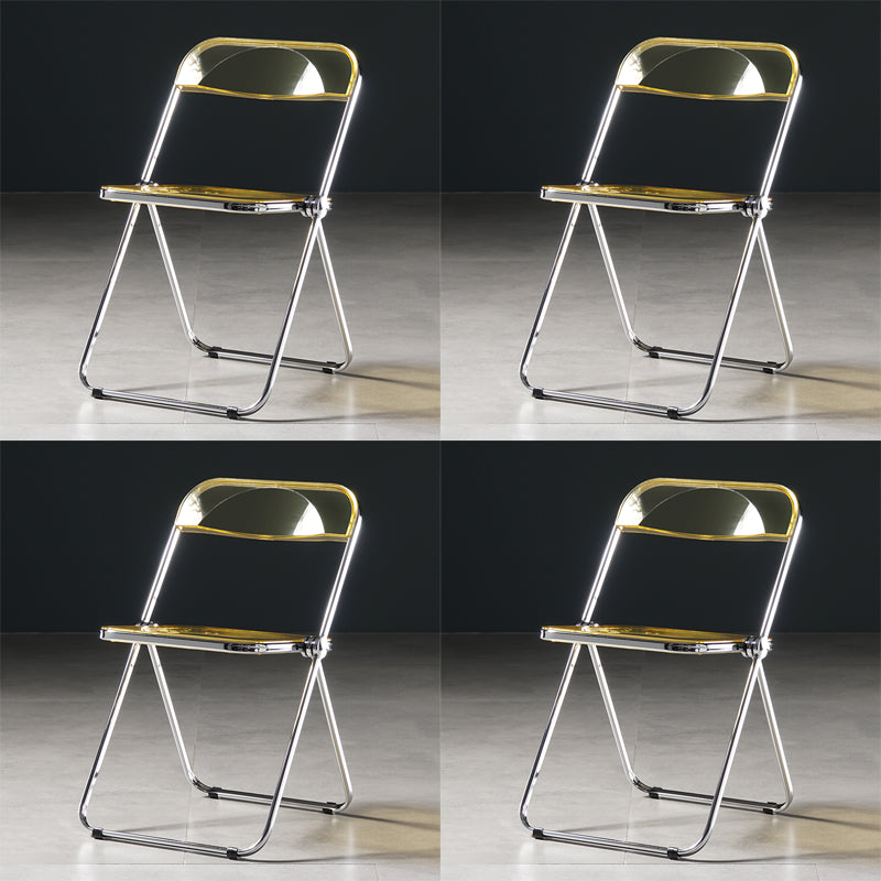 Industrial Plastic Dining Armless Chair Open Back Dining Side Chair for Restaurant Yellow 4 Piece Set Clearhalo ' kitchen&dining_furn' 'Dining Chairs' 'Dining Tables & Seating' 'dining_chair' 'furn' 'furn_dining_chair' 'Furniture' 'furniture_dining_chair' 'Kitchen & Dining Furniture' 'kitchen' 4140962