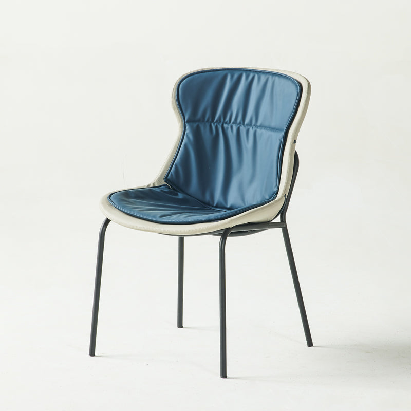 Industrial Style Leather Dining Side Chairs Solid Back Armless Side Chair Blue 1 Piece Clearhalo ' kitchen&dining_furn' 'Dining Chairs' 'Dining Tables & Seating' 'dining_chair' 'furn' 'furn_dining_chair' 'Furniture' 'furniture_dining_chair' 'Kitchen & Dining Furniture' 'kitchen' 4140971