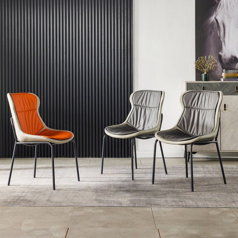 Industrial Style Leather Dining Side Chairs Solid Back Armless Side Chair Clearhalo ' kitchen&dining_furn' 'Dining Chairs' 'Dining Tables & Seating' 'dining_chair' 'furn' 'furn_dining_chair' 'Furniture' 'furniture_dining_chair' 'Kitchen & Dining Furniture' 'kitchen' 4140973