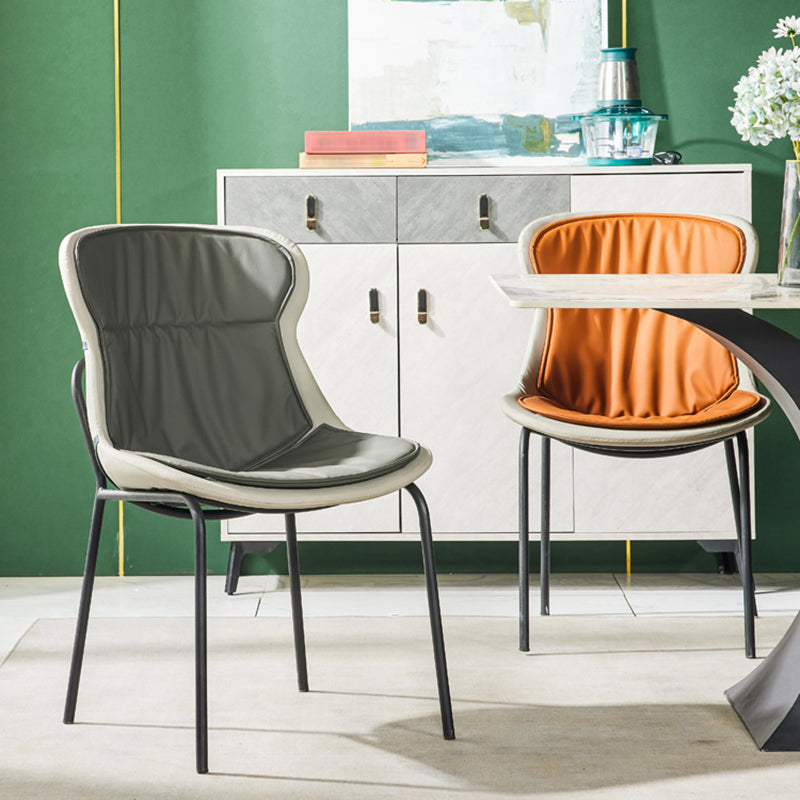 Industrial Style Leather Dining Side Chairs Solid Back Armless Side Chair Clearhalo ' kitchen&dining_furn' 'Dining Chairs' 'Dining Tables & Seating' 'dining_chair' 'furn' 'furn_dining_chair' 'Furniture' 'furniture_dining_chair' 'Kitchen & Dining Furniture' 'kitchen' 4140974