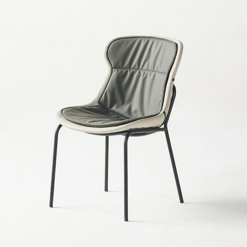 Industrial Style Leather Dining Side Chairs Solid Back Armless Side Chair Dark Gray 1 Piece Clearhalo ' kitchen&dining_furn' 'Dining Chairs' 'Dining Tables & Seating' 'dining_chair' 'furn' 'furn_dining_chair' 'Furniture' 'furniture_dining_chair' 'Kitchen & Dining Furniture' 'kitchen' 4140976