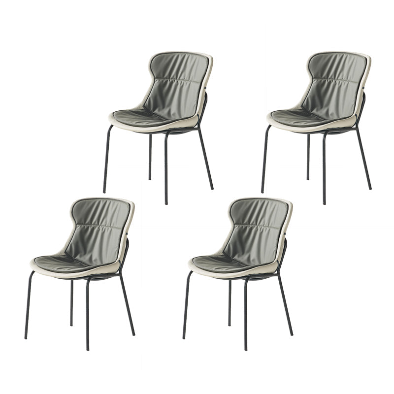 Industrial Style Leather Dining Side Chairs Solid Back Armless Side Chair Dark Gray 4 Piece Set Clearhalo ' kitchen&dining_furn' 'Dining Chairs' 'Dining Tables & Seating' 'dining_chair' 'furn' 'furn_dining_chair' 'Furniture' 'furniture_dining_chair' 'Kitchen & Dining Furniture' 'kitchen' 4140981
