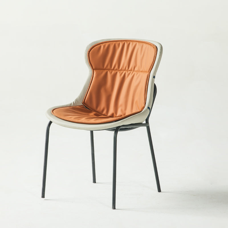 Industrial Style Leather Dining Side Chairs Solid Back Armless Side Chair Orange 1 Piece Clearhalo ' kitchen&dining_furn' 'Dining Chairs' 'Dining Tables & Seating' 'dining_chair' 'furn' 'furn_dining_chair' 'Furniture' 'furniture_dining_chair' 'Kitchen & Dining Furniture' 'kitchen' 4140983