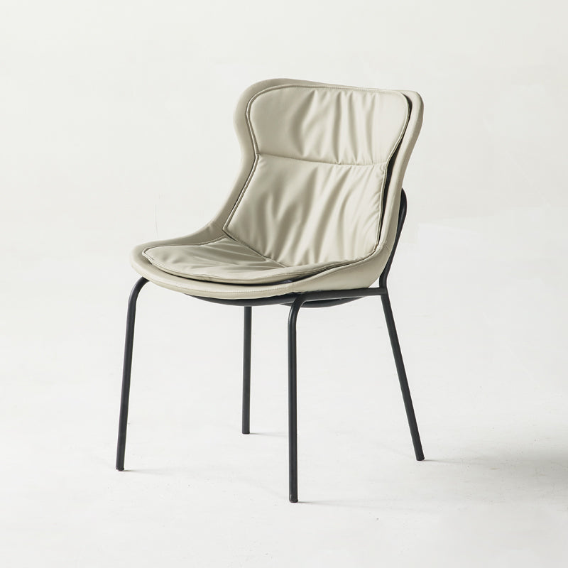 Industrial Style Leather Dining Side Chairs Solid Back Armless Side Chair Light Gray 1 Piece Clearhalo ' kitchen&dining_furn' 'Dining Chairs' 'Dining Tables & Seating' 'dining_chair' 'furn' 'furn_dining_chair' 'Furniture' 'furniture_dining_chair' 'Kitchen & Dining Furniture' 'kitchen' 4140988