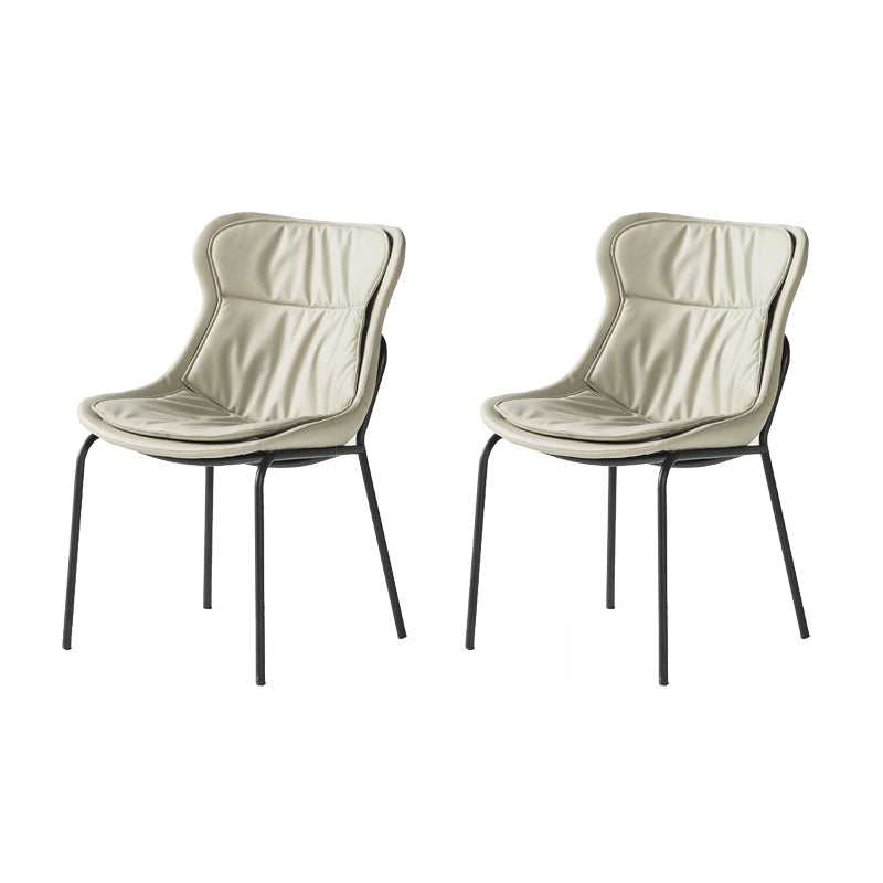 Industrial Style Leather Dining Side Chairs Solid Back Armless Side Chair Light Gray 2 Piece Set Clearhalo ' kitchen&dining_furn' 'Dining Chairs' 'Dining Tables & Seating' 'dining_chair' 'furn' 'furn_dining_chair' 'Furniture' 'furniture_dining_chair' 'Kitchen & Dining Furniture' 'kitchen' 4140990