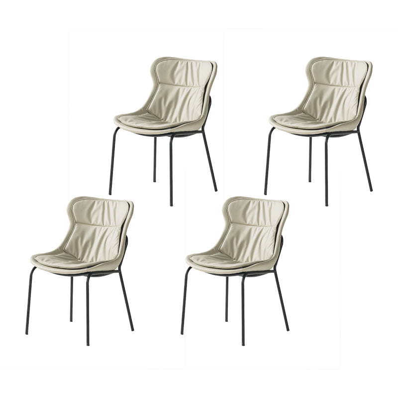 Industrial Style Leather Dining Side Chairs Solid Back Armless Side Chair Light Gray 4 Piece Set Clearhalo ' kitchen&dining_furn' 'Dining Chairs' 'Dining Tables & Seating' 'dining_chair' 'furn' 'furn_dining_chair' 'Furniture' 'furniture_dining_chair' 'Kitchen & Dining Furniture' 'kitchen' 4140992