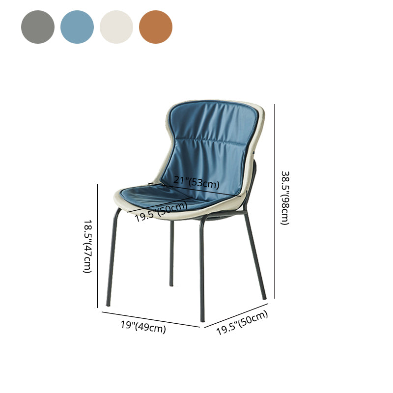 Industrial Style Leather Dining Side Chairs Solid Back Armless Side Chair Clearhalo ' kitchen&dining_furn' 'Dining Chairs' 'Dining Tables & Seating' 'dining_chair' 'furn' 'furn_dining_chair' 'Furniture' 'furniture_dining_chair' 'Kitchen & Dining Furniture' 'kitchen' 4140994