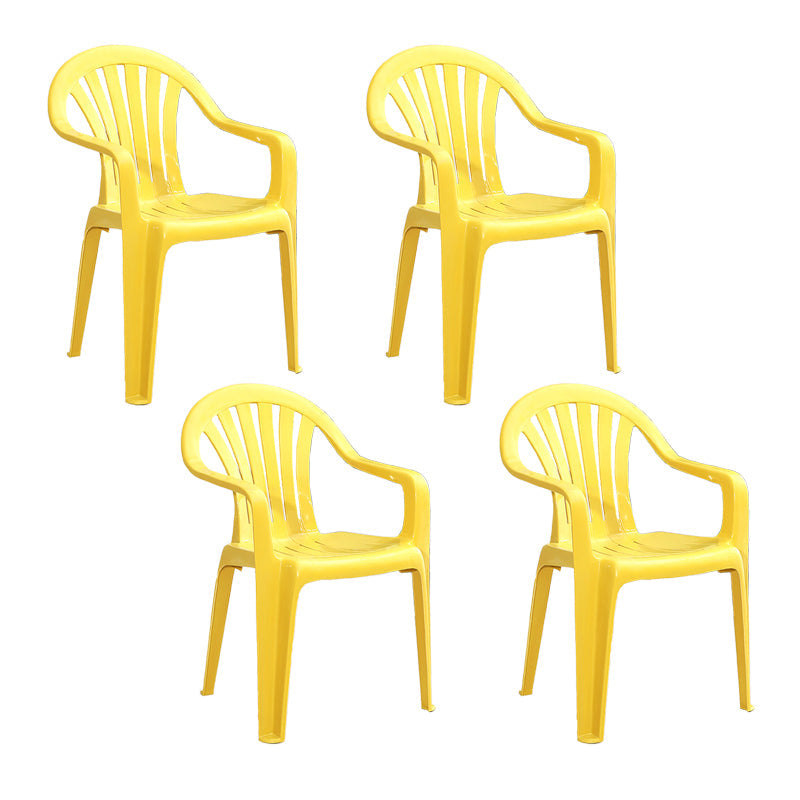 Contemporary Style Windsor Side Chair Plastic Stacking Arm Dining Chairs Yellow 4 Piece Set Clearhalo ' kitchen&dining_furn' 'Dining Chairs' 'Dining Tables & Seating' 'dining_chair' 'furn' 'furn_dining_chair' 'Furniture' 'furniture_dining_chair' 'Kitchen & Dining Furniture' 'kitchen' 4141003
