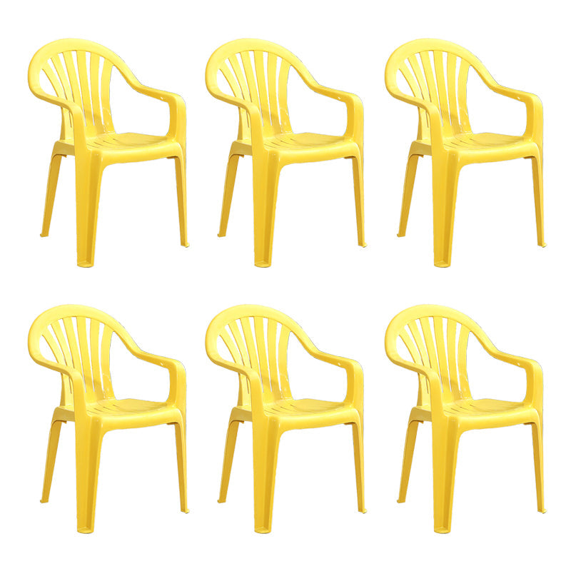 Contemporary Style Windsor Side Chair Plastic Stacking Arm Dining Chairs Yellow 6 Piece Set Clearhalo ' kitchen&dining_furn' 'Dining Chairs' 'Dining Tables & Seating' 'dining_chair' 'furn' 'furn_dining_chair' 'Furniture' 'furniture_dining_chair' 'Kitchen & Dining Furniture' 'kitchen' 4141006