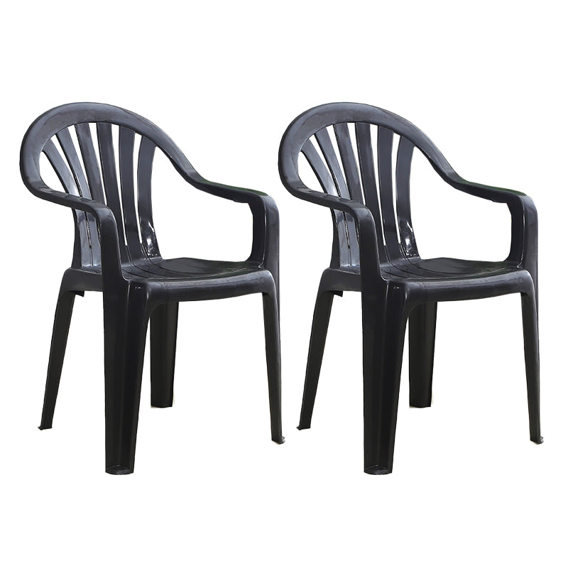 Contemporary Style Windsor Side Chair Plastic Stacking Arm Dining Chairs Black 2 Piece Set Clearhalo ' kitchen&dining_furn' 'Dining Chairs' 'Dining Tables & Seating' 'dining_chair' 'furn' 'furn_dining_chair' 'Furniture' 'furniture_dining_chair' 'Kitchen & Dining Furniture' 'kitchen' 4141007