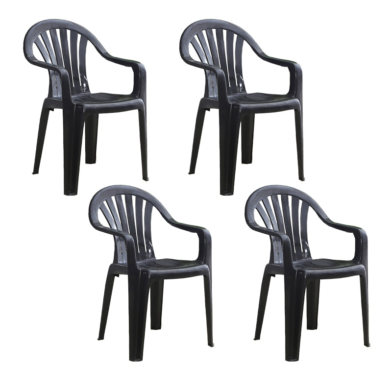 Contemporary Style Windsor Side Chair Plastic Stacking Arm Dining Chairs Black 4 Piece Set Clearhalo ' kitchen&dining_furn' 'Dining Chairs' 'Dining Tables & Seating' 'dining_chair' 'furn' 'furn_dining_chair' 'Furniture' 'furniture_dining_chair' 'Kitchen & Dining Furniture' 'kitchen' 4141009