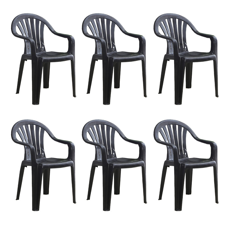 Contemporary Style Windsor Side Chair Plastic Stacking Arm Dining Chairs Black 6 Piece Set Clearhalo ' kitchen&dining_furn' 'Dining Chairs' 'Dining Tables & Seating' 'dining_chair' 'furn' 'furn_dining_chair' 'Furniture' 'furniture_dining_chair' 'Kitchen & Dining Furniture' 'kitchen' 4141011