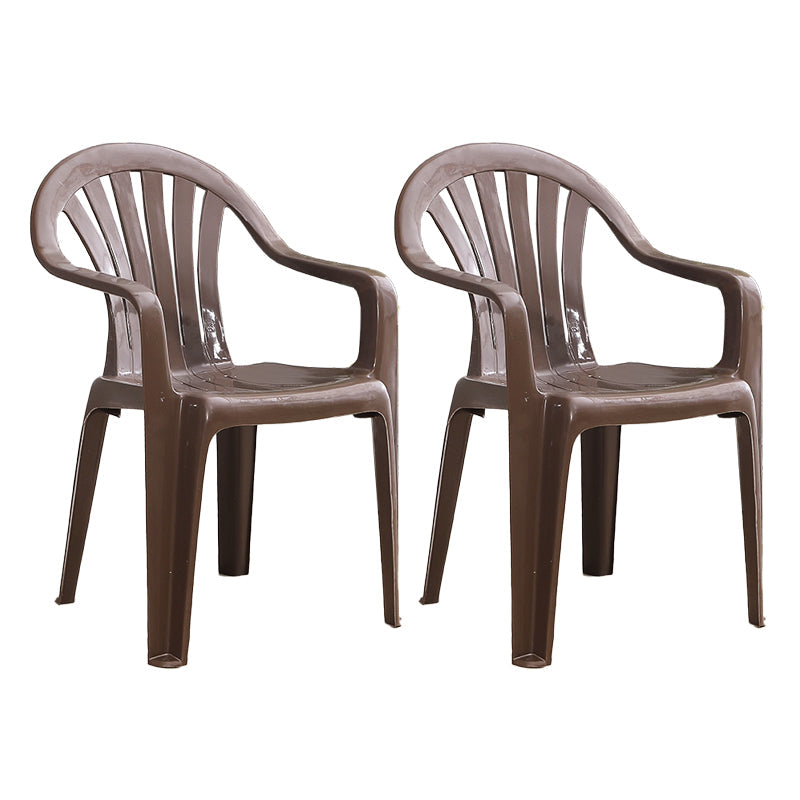 Contemporary Style Windsor Side Chair Plastic Stacking Arm Dining Chairs Coffee 2 Piece Set Clearhalo ' kitchen&dining_furn' 'Dining Chairs' 'Dining Tables & Seating' 'dining_chair' 'furn' 'furn_dining_chair' 'Furniture' 'furniture_dining_chair' 'Kitchen & Dining Furniture' 'kitchen' 4141018