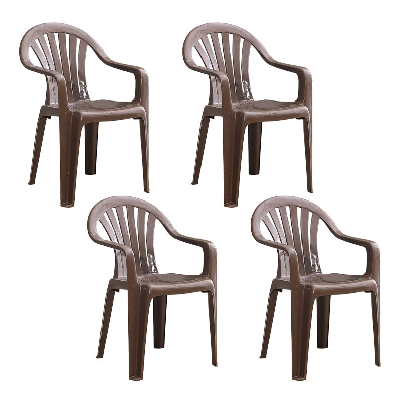 Contemporary Style Windsor Side Chair Plastic Stacking Arm Dining Chairs Coffee 4 Piece Set Clearhalo ' kitchen&dining_furn' 'Dining Chairs' 'Dining Tables & Seating' 'dining_chair' 'furn' 'furn_dining_chair' 'Furniture' 'furniture_dining_chair' 'Kitchen & Dining Furniture' 'kitchen' 4141019