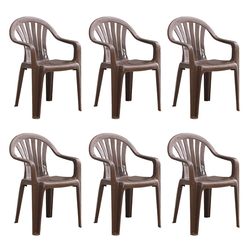 Contemporary Style Windsor Side Chair Plastic Stacking Arm Dining Chairs Coffee 6 Piece Set Clearhalo ' kitchen&dining_furn' 'Dining Chairs' 'Dining Tables & Seating' 'dining_chair' 'furn' 'furn_dining_chair' 'Furniture' 'furniture_dining_chair' 'Kitchen & Dining Furniture' 'kitchen' 4141020