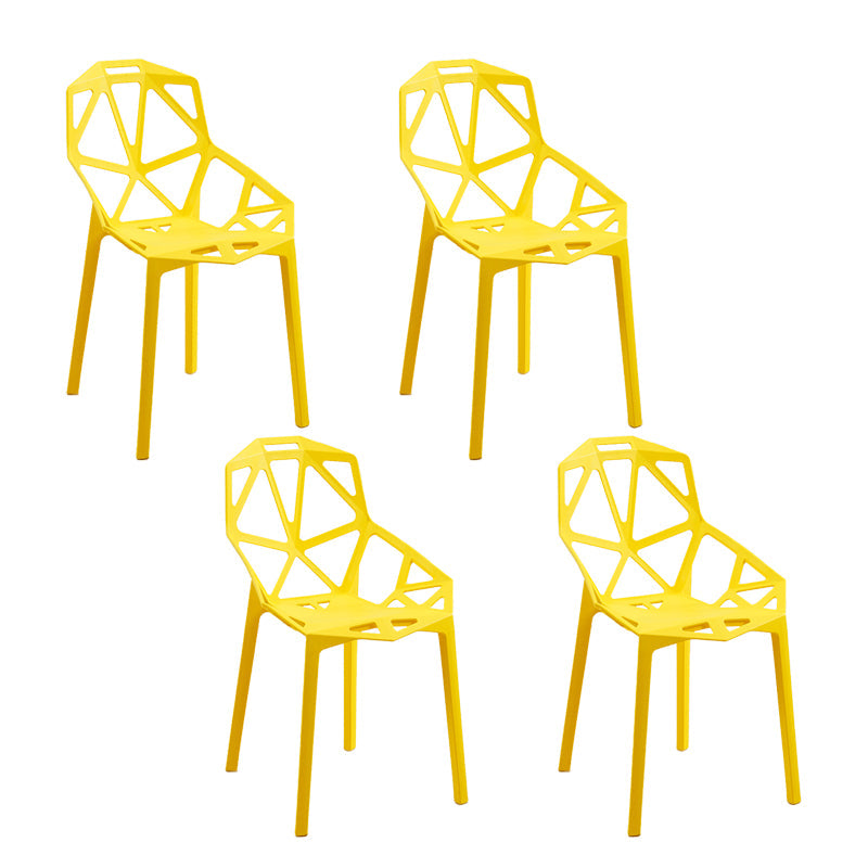 Contemporary Style Dining Chairs Plastic Dining Arm Side Chair for Kitchen Lemon Yellow 4 Piece Set Clearhalo ' kitchen&dining_furn' 'Dining Chairs' 'Dining Tables & Seating' 'dining_chair' 'furn' 'furn_dining_chair' 'Furniture' 'furniture_dining_chair' 'Kitchen & Dining Furniture' 'kitchen' 4141081