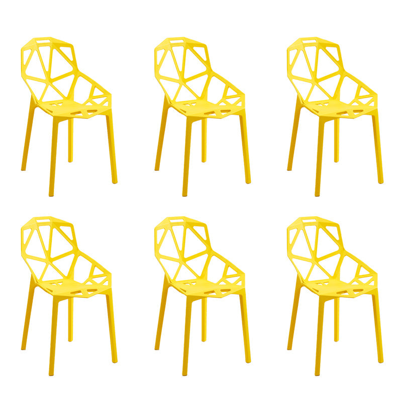 Contemporary Style Dining Chairs Plastic Dining Arm Side Chair for Kitchen Lemon Yellow 6 Piece Set Clearhalo ' kitchen&dining_furn' 'Dining Chairs' 'Dining Tables & Seating' 'dining_chair' 'furn' 'furn_dining_chair' 'Furniture' 'furniture_dining_chair' 'Kitchen & Dining Furniture' 'kitchen' 4141083