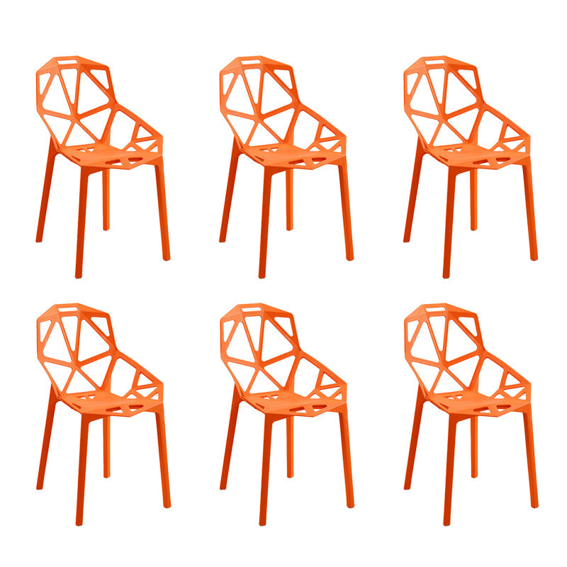 Contemporary Style Dining Chairs Plastic Dining Arm Side Chair for Kitchen Orange 6 Piece Set Clearhalo ' kitchen&dining_furn' 'Dining Chairs' 'Dining Tables & Seating' 'dining_chair' 'furn' 'furn_dining_chair' 'Furniture' 'furniture_dining_chair' 'Kitchen & Dining Furniture' 'kitchen' 4141102