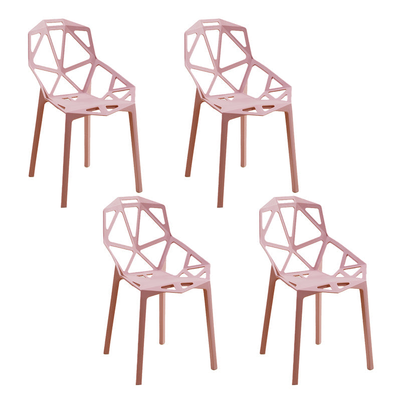 Contemporary Style Dining Chairs Plastic Dining Arm Side Chair for Kitchen Pink 4 Piece Set Clearhalo ' kitchen&dining_furn' 'Dining Chairs' 'Dining Tables & Seating' 'dining_chair' 'furn' 'furn_dining_chair' 'Furniture' 'furniture_dining_chair' 'Kitchen & Dining Furniture' 'kitchen' 4141105