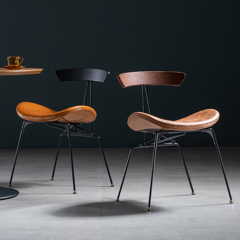 Industrial Style Leather Dining Armless Chairs Open Back Dining Side Chair Clearhalo ' kitchen&dining_furn' 'Dining Chairs' 'Dining Tables & Seating' 'dining_chair' 'furn' 'furn_dining_chair' 'Furniture' 'furniture_dining_chair' 'Kitchen & Dining Furniture' 'kitchen' 4141122