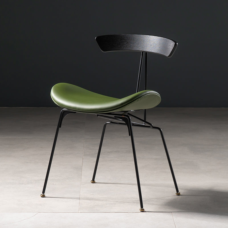 Industrial Style Leather Dining Armless Chairs Open Back Dining Side Chair Black Green 1 Piece Clearhalo ' kitchen&dining_furn' 'Dining Chairs' 'Dining Tables & Seating' 'dining_chair' 'furn' 'furn_dining_chair' 'Furniture' 'furniture_dining_chair' 'Kitchen & Dining Furniture' 'kitchen' 4141123