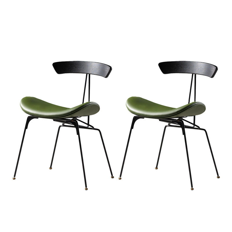 Industrial Style Leather Dining Armless Chairs Open Back Dining Side Chair Black Green 2 Piece Set Clearhalo ' kitchen&dining_furn' 'Dining Chairs' 'Dining Tables & Seating' 'dining_chair' 'furn' 'furn_dining_chair' 'Furniture' 'furniture_dining_chair' 'Kitchen & Dining Furniture' 'kitchen' 4141125