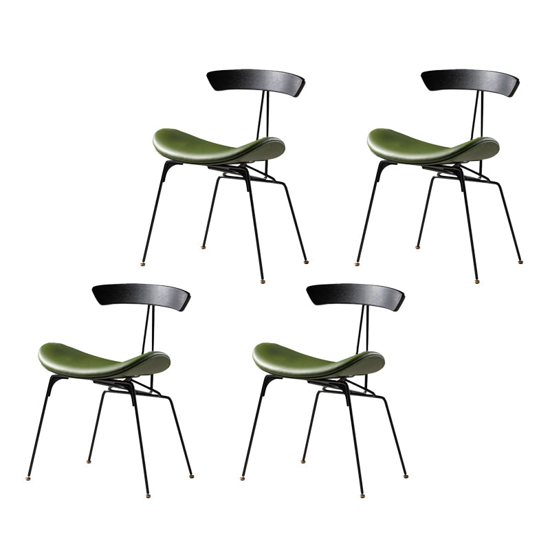 Industrial Style Leather Dining Armless Chairs Open Back Dining Side Chair Black Green 4 Piece Set Clearhalo ' kitchen&dining_furn' 'Dining Chairs' 'Dining Tables & Seating' 'dining_chair' 'furn' 'furn_dining_chair' 'Furniture' 'furniture_dining_chair' 'Kitchen & Dining Furniture' 'kitchen' 4141126