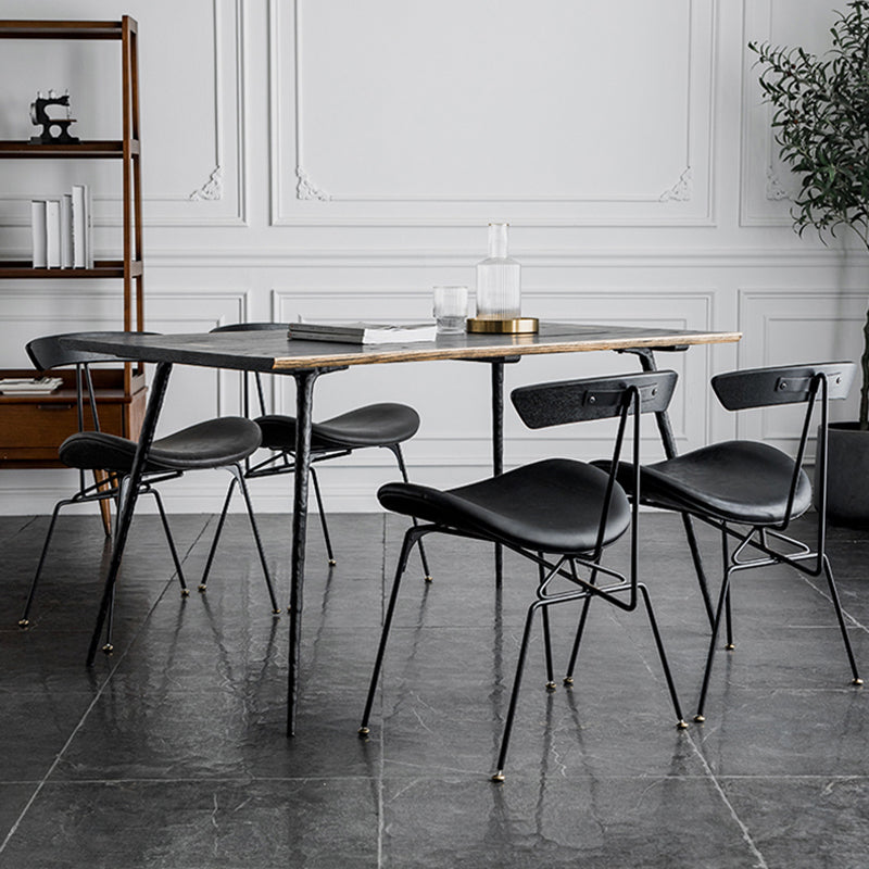 Industrial Style Leather Dining Armless Chairs Open Back Dining Side Chair Clearhalo ' kitchen&dining_furn' 'Dining Chairs' 'Dining Tables & Seating' 'dining_chair' 'furn' 'furn_dining_chair' 'Furniture' 'furniture_dining_chair' 'Kitchen & Dining Furniture' 'kitchen' 4141127