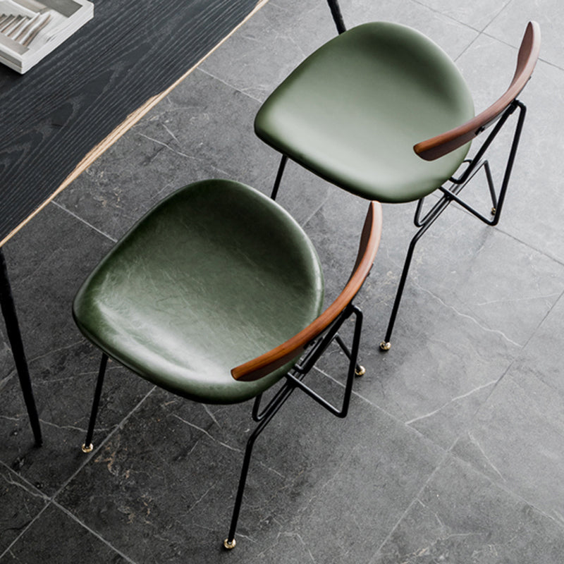 Industrial Style Leather Dining Armless Chairs Open Back Dining Side Chair Clearhalo ' kitchen&dining_furn' 'Dining Chairs' 'Dining Tables & Seating' 'dining_chair' 'furn' 'furn_dining_chair' 'Furniture' 'furniture_dining_chair' 'Kitchen & Dining Furniture' 'kitchen' 4141128