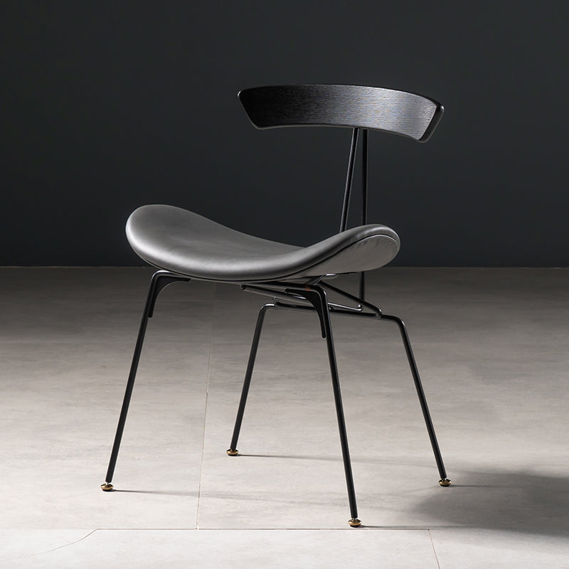 Industrial Style Leather Dining Armless Chairs Open Back Dining Side Chair Black Gray 1 Piece Clearhalo ' kitchen&dining_furn' 'Dining Chairs' 'Dining Tables & Seating' 'dining_chair' 'furn' 'furn_dining_chair' 'Furniture' 'furniture_dining_chair' 'Kitchen & Dining Furniture' 'kitchen' 4141129