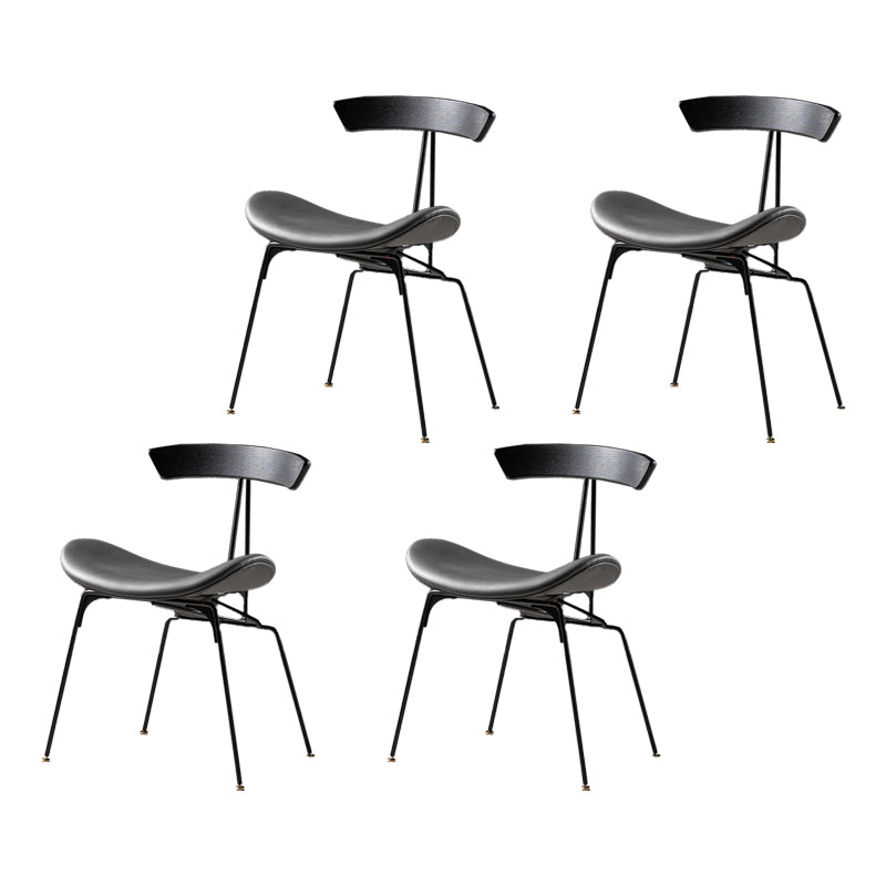 Industrial Style Leather Dining Armless Chairs Open Back Dining Side Chair Black Gray 4 Piece Set Clearhalo ' kitchen&dining_furn' 'Dining Chairs' 'Dining Tables & Seating' 'dining_chair' 'furn' 'furn_dining_chair' 'Furniture' 'furniture_dining_chair' 'Kitchen & Dining Furniture' 'kitchen' 4141133