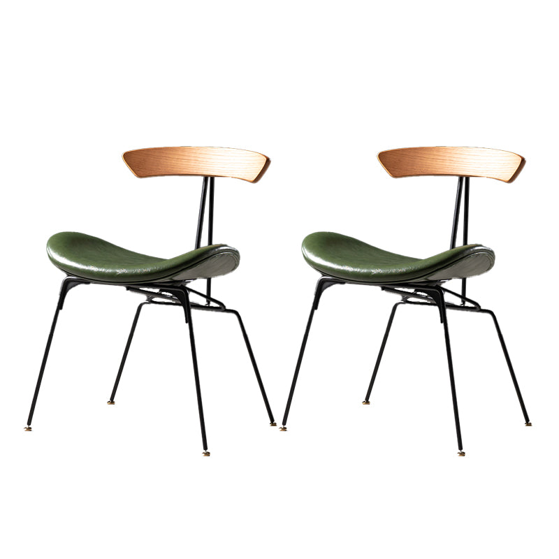 Industrial Style Leather Dining Armless Chairs Open Back Dining Side Chair Brown Turquoise 2 Piece Set Clearhalo ' kitchen&dining_furn' 'Dining Chairs' 'Dining Tables & Seating' 'dining_chair' 'furn' 'furn_dining_chair' 'Furniture' 'furniture_dining_chair' 'Kitchen & Dining Furniture' 'kitchen' 4141137