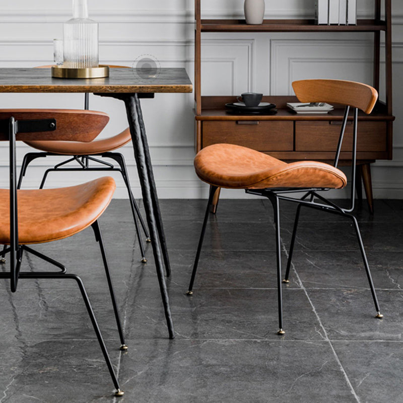 Industrial Style Leather Dining Armless Chairs Open Back Dining Side Chair Clearhalo ' kitchen&dining_furn' 'Dining Chairs' 'Dining Tables & Seating' 'dining_chair' 'furn' 'furn_dining_chair' 'Furniture' 'furniture_dining_chair' 'Kitchen & Dining Furniture' 'kitchen' 4141138