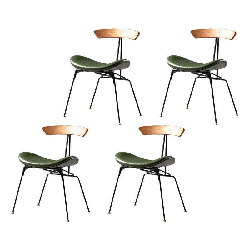 Industrial Style Leather Dining Armless Chairs Open Back Dining Side Chair Brown Turquoise 4 Piece Set Clearhalo ' kitchen&dining_furn' 'Dining Chairs' 'Dining Tables & Seating' 'dining_chair' 'furn' 'furn_dining_chair' 'Furniture' 'furniture_dining_chair' 'Kitchen & Dining Furniture' 'kitchen' 4141139