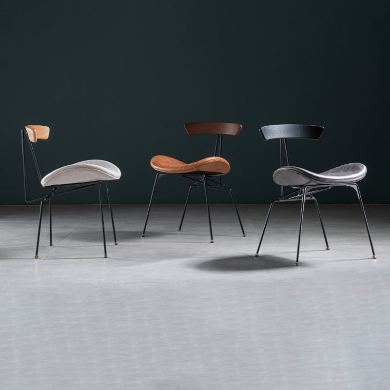 Industrial Style Leather Dining Armless Chairs Open Back Dining Side Chair Clearhalo ' kitchen&dining_furn' 'Dining Chairs' 'Dining Tables & Seating' 'dining_chair' 'furn' 'furn_dining_chair' 'Furniture' 'furniture_dining_chair' 'Kitchen & Dining Furniture' 'kitchen' 4141140