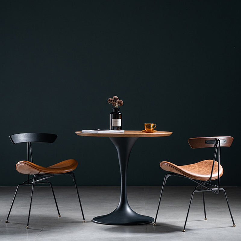 Industrial Style Leather Dining Armless Chairs Open Back Dining Side Chair Clearhalo ' kitchen&dining_furn' 'Dining Chairs' 'Dining Tables & Seating' 'dining_chair' 'furn' 'furn_dining_chair' 'Furniture' 'furniture_dining_chair' 'Kitchen & Dining Furniture' 'kitchen' 4141145