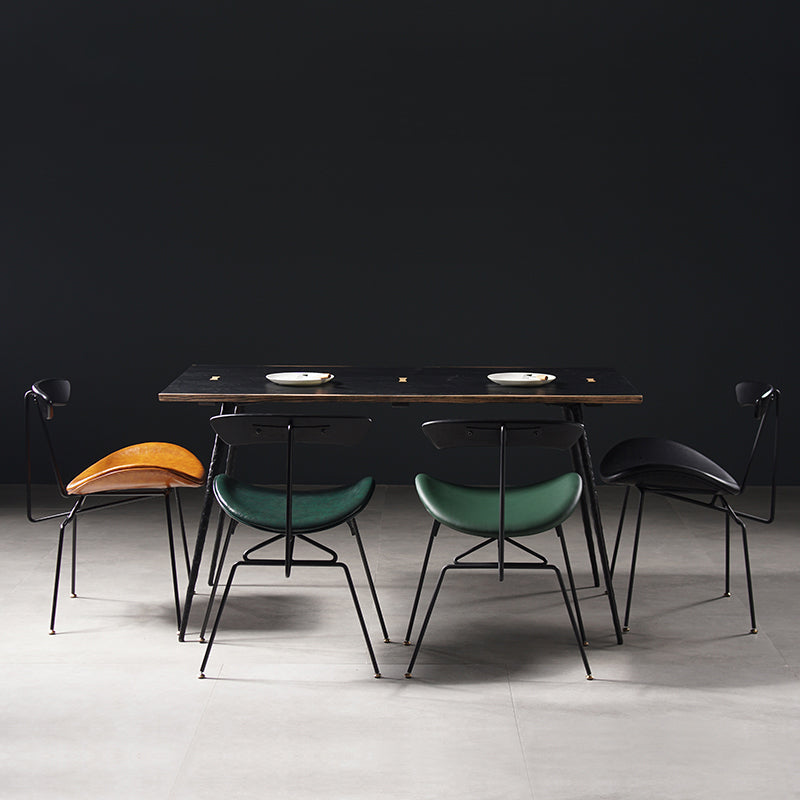 Industrial Style Leather Dining Armless Chairs Open Back Dining Side Chair Clearhalo ' kitchen&dining_furn' 'Dining Chairs' 'Dining Tables & Seating' 'dining_chair' 'furn' 'furn_dining_chair' 'Furniture' 'furniture_dining_chair' 'Kitchen & Dining Furniture' 'kitchen' 4141149