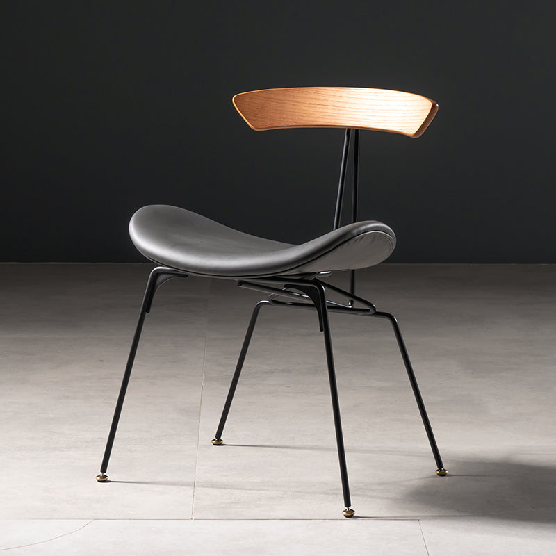 Industrial Style Leather Dining Armless Chairs Open Back Dining Side Chair Brown Gray 1 Piece Clearhalo ' kitchen&dining_furn' 'Dining Chairs' 'Dining Tables & Seating' 'dining_chair' 'furn' 'furn_dining_chair' 'Furniture' 'furniture_dining_chair' 'Kitchen & Dining Furniture' 'kitchen' 4141151