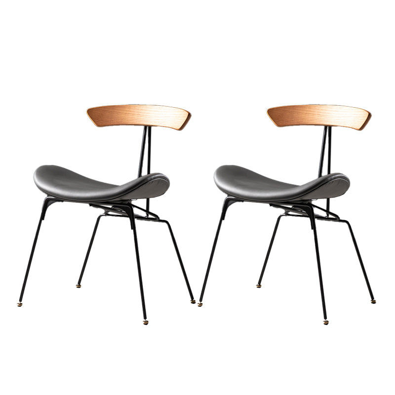 Industrial Style Leather Dining Armless Chairs Open Back Dining Side Chair Brown Gray 2 Piece Set Clearhalo ' kitchen&dining_furn' 'Dining Chairs' 'Dining Tables & Seating' 'dining_chair' 'furn' 'furn_dining_chair' 'Furniture' 'furniture_dining_chair' 'Kitchen & Dining Furniture' 'kitchen' 4141152