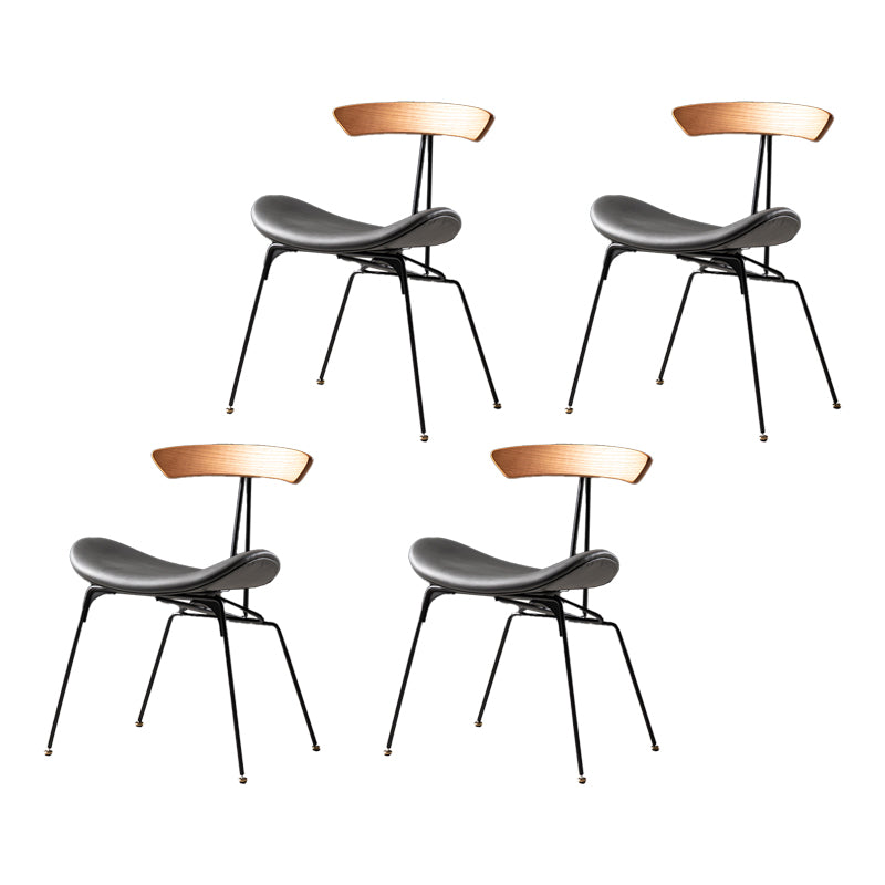 Industrial Style Leather Dining Armless Chairs Open Back Dining Side Chair Brown Gray 4 Piece Set Clearhalo ' kitchen&dining_furn' 'Dining Chairs' 'Dining Tables & Seating' 'dining_chair' 'furn' 'furn_dining_chair' 'Furniture' 'furniture_dining_chair' 'Kitchen & Dining Furniture' 'kitchen' 4141153