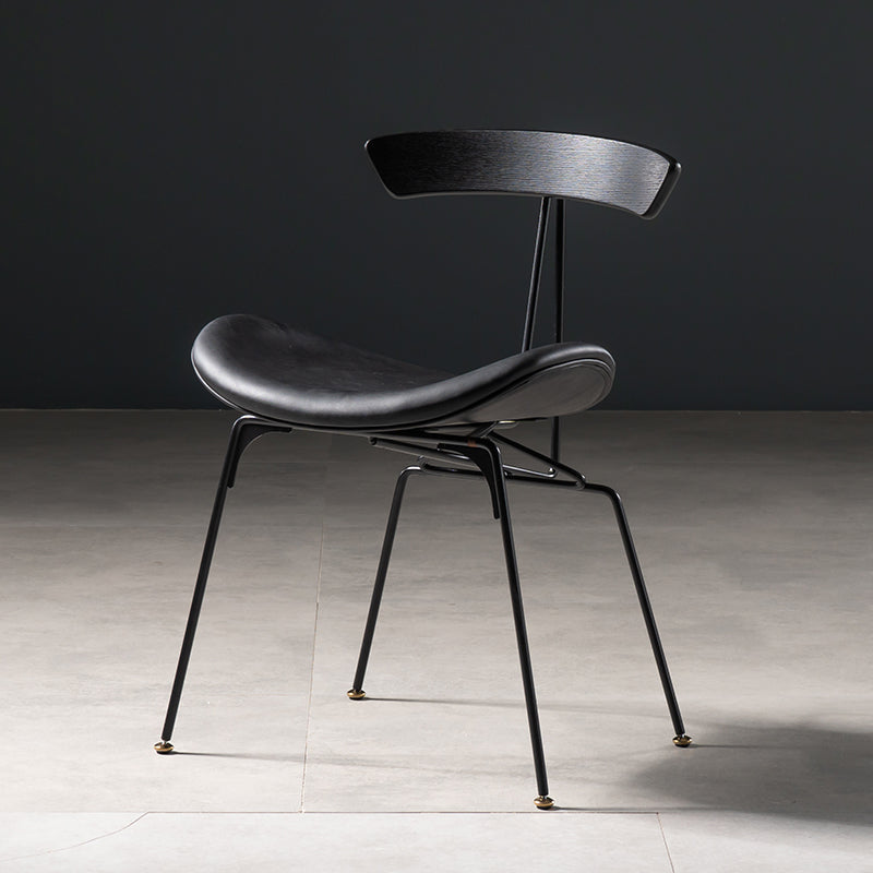 Industrial Style Leather Dining Armless Chairs Open Back Dining Side Chair Black Black 1 Piece Clearhalo ' kitchen&dining_furn' 'Dining Chairs' 'Dining Tables & Seating' 'dining_chair' 'furn' 'furn_dining_chair' 'Furniture' 'furniture_dining_chair' 'Kitchen & Dining Furniture' 'kitchen' 4141154