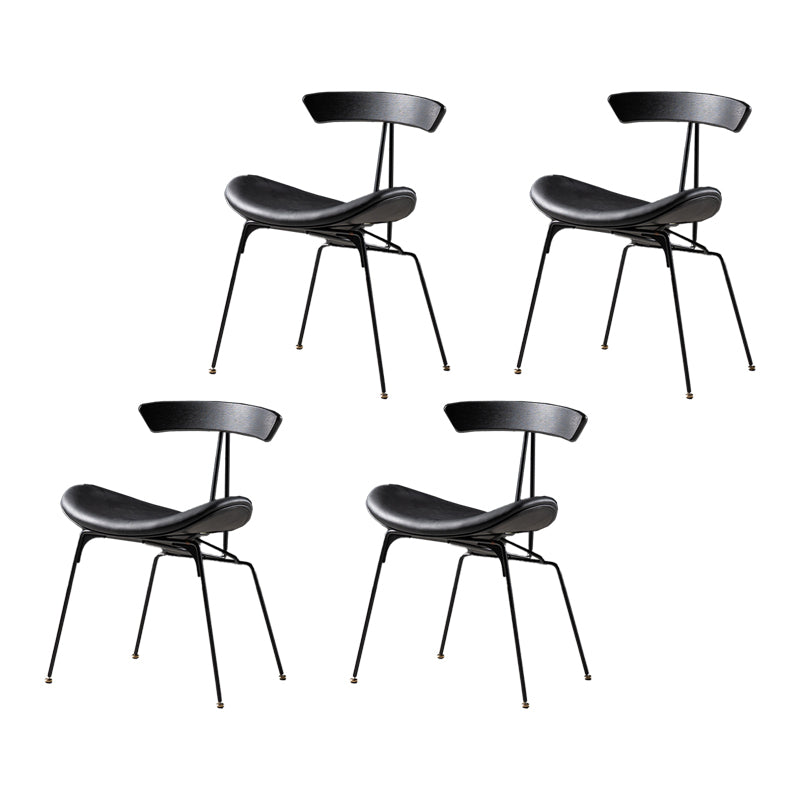 Industrial Style Leather Dining Armless Chairs Open Back Dining Side Chair Black Black 4 Piece Set Clearhalo ' kitchen&dining_furn' 'Dining Chairs' 'Dining Tables & Seating' 'dining_chair' 'furn' 'furn_dining_chair' 'Furniture' 'furniture_dining_chair' 'Kitchen & Dining Furniture' 'kitchen' 4141156