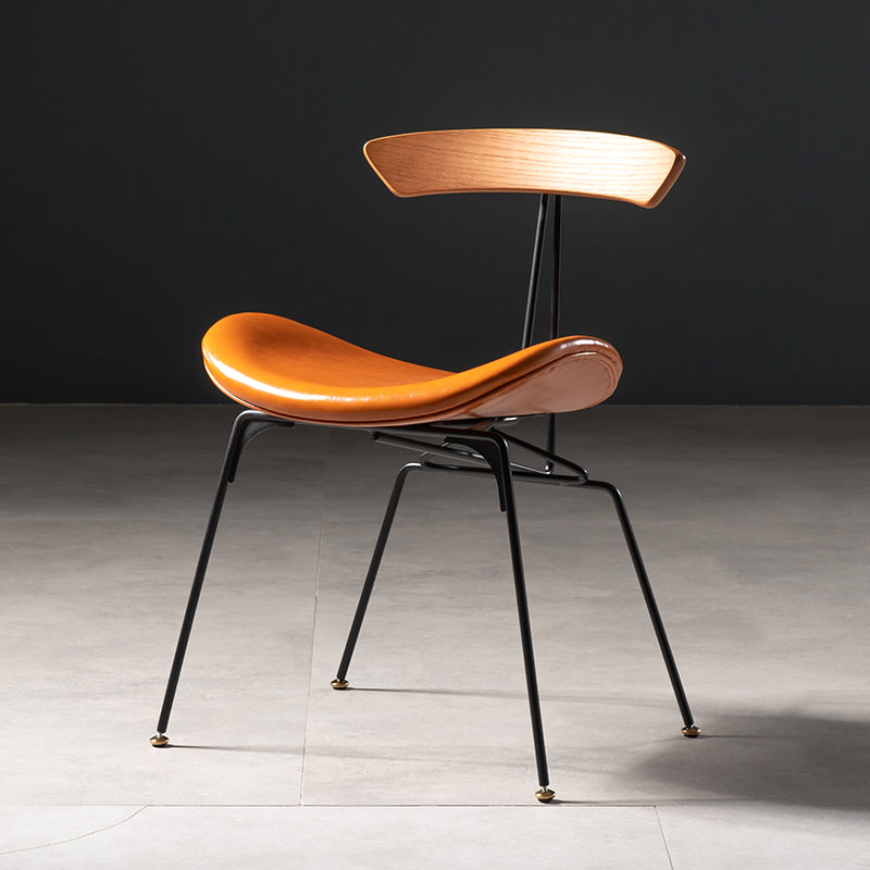 Industrial Style Leather Dining Armless Chairs Open Back Dining Side Chair Brown Dark Brown 1 Piece Clearhalo ' kitchen&dining_furn' 'Dining Chairs' 'Dining Tables & Seating' 'dining_chair' 'furn' 'furn_dining_chair' 'Furniture' 'furniture_dining_chair' 'Kitchen & Dining Furniture' 'kitchen' 4141157