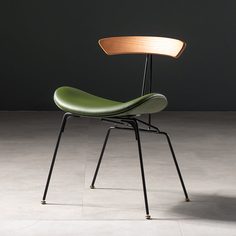 Industrial Style Leather Dining Armless Chairs Open Back Dining Side Chair Brown Green 1 Piece Clearhalo ' kitchen&dining_furn' 'Dining Chairs' 'Dining Tables & Seating' 'dining_chair' 'furn' 'furn_dining_chair' 'Furniture' 'furniture_dining_chair' 'Kitchen & Dining Furniture' 'kitchen' 4141159