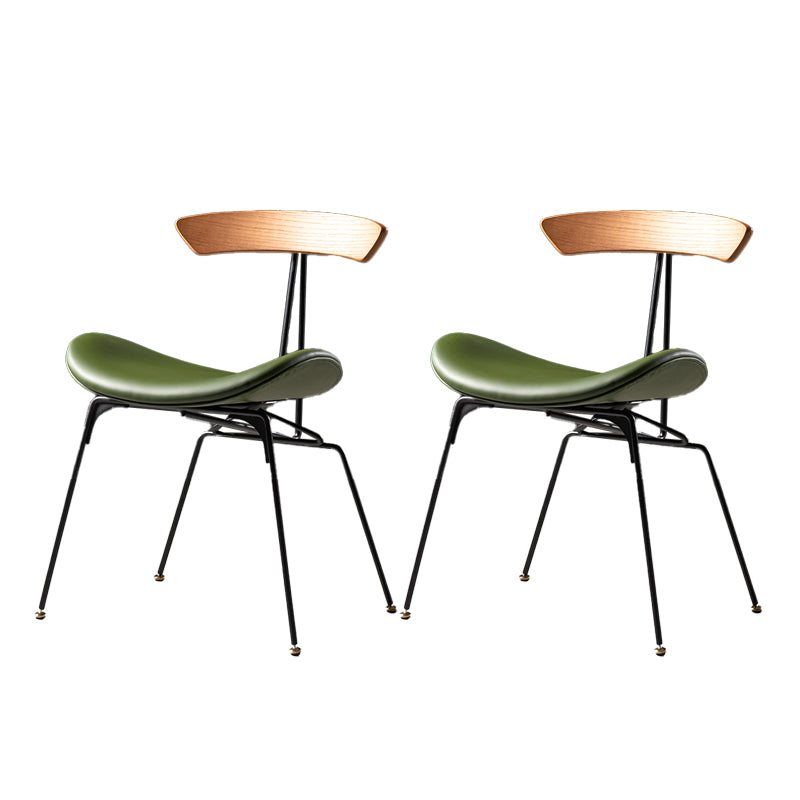 Industrial Style Leather Dining Armless Chairs Open Back Dining Side Chair Brown Green 2 Piece Set Clearhalo ' kitchen&dining_furn' 'Dining Chairs' 'Dining Tables & Seating' 'dining_chair' 'furn' 'furn_dining_chair' 'Furniture' 'furniture_dining_chair' 'Kitchen & Dining Furniture' 'kitchen' 4141160