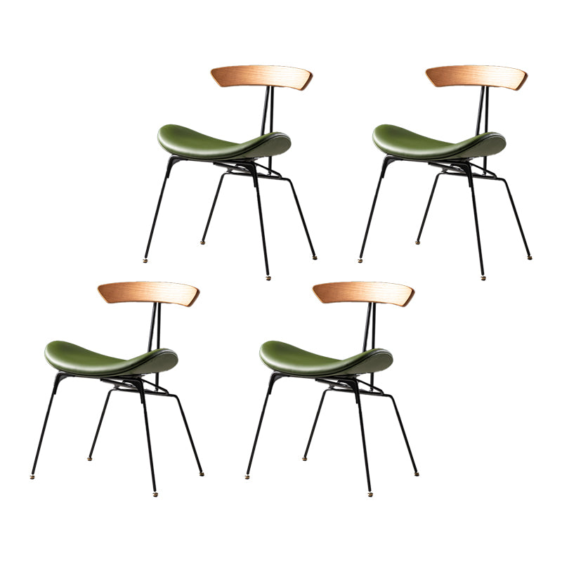 Industrial Style Leather Dining Armless Chairs Open Back Dining Side Chair Brown Green 4 Piece Set Clearhalo ' kitchen&dining_furn' 'Dining Chairs' 'Dining Tables & Seating' 'dining_chair' 'furn' 'furn_dining_chair' 'Furniture' 'furniture_dining_chair' 'Kitchen & Dining Furniture' 'kitchen' 4141161