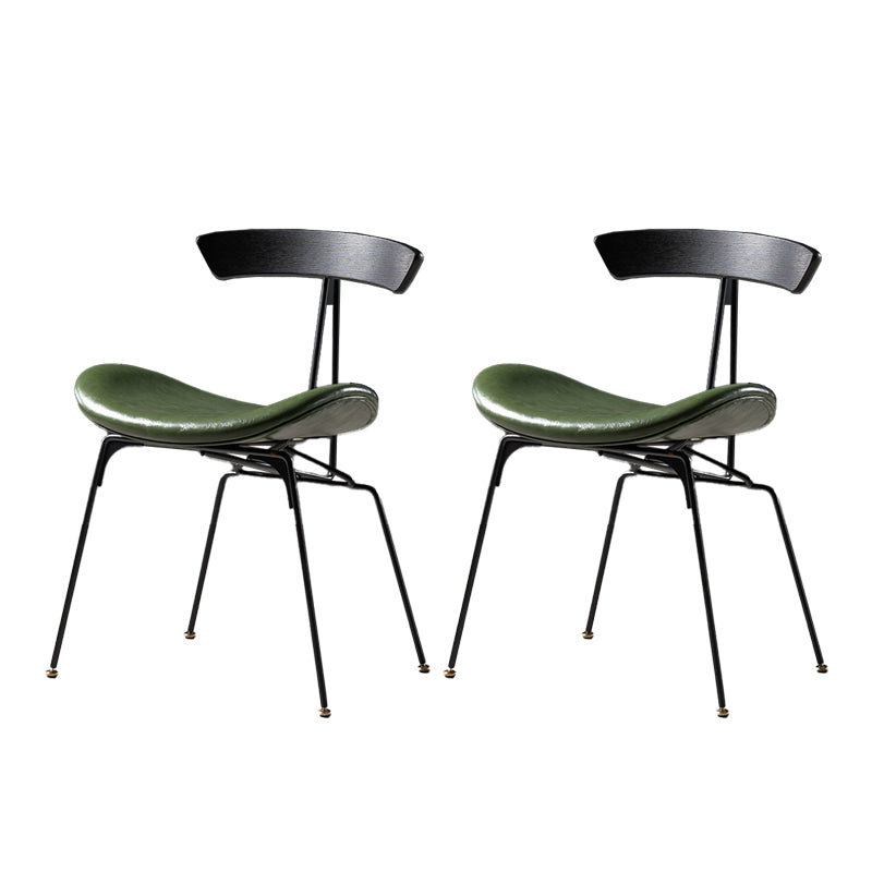 Industrial Style Leather Dining Armless Chairs Open Back Dining Side Chair Black Turquoise 2 Piece Set Clearhalo ' kitchen&dining_furn' 'Dining Chairs' 'Dining Tables & Seating' 'dining_chair' 'furn' 'furn_dining_chair' 'Furniture' 'furniture_dining_chair' 'Kitchen & Dining Furniture' 'kitchen' 4141163