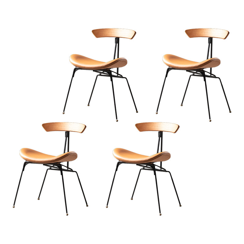 Industrial Style Leather Dining Armless Chairs Open Back Dining Side Chair Brown Brown 4 Piece Set Clearhalo ' kitchen&dining_furn' 'Dining Chairs' 'Dining Tables & Seating' 'dining_chair' 'furn' 'furn_dining_chair' 'Furniture' 'furniture_dining_chair' 'Kitchen & Dining Furniture' 'kitchen' 4141167