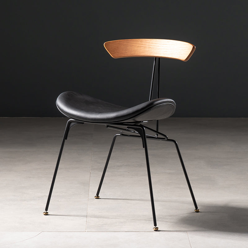 Industrial Style Leather Dining Armless Chairs Open Back Dining Side Chair Brown Black 1 Piece Clearhalo ' kitchen&dining_furn' 'Dining Chairs' 'Dining Tables & Seating' 'dining_chair' 'furn' 'furn_dining_chair' 'Furniture' 'furniture_dining_chair' 'Kitchen & Dining Furniture' 'kitchen' 4141168