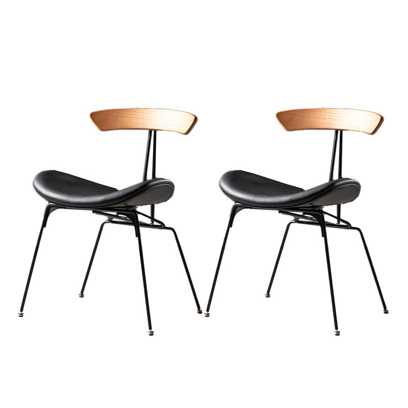 Industrial Style Leather Dining Armless Chairs Open Back Dining Side Chair Brown Black 2 Piece Set Clearhalo ' kitchen&dining_furn' 'Dining Chairs' 'Dining Tables & Seating' 'dining_chair' 'furn' 'furn_dining_chair' 'Furniture' 'furniture_dining_chair' 'Kitchen & Dining Furniture' 'kitchen' 4141169
